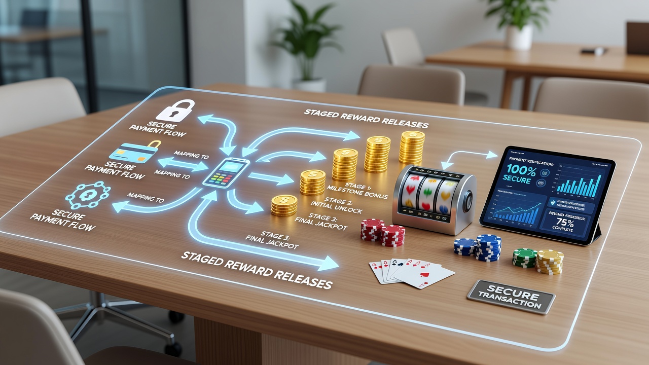 Mittleres Bild zu Transaktionsverifizierung und Belohnungsphasen in tragbaren Casino-Geräten