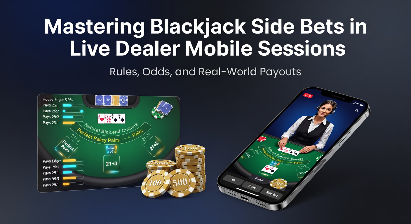 Live-Dealer-Blackjack-Tisch auf einem Smartphone mit hervorgehobenen Nebenwetten-Optionen wie Perfect Pairs und 21+3